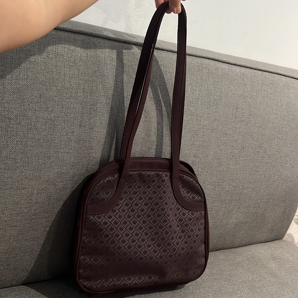 ELLE Shoulder Bag Monogram Logo Purse Organizer Travel Makeup Mini Bowler Retro